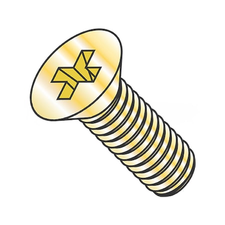 Usa Industrials 1/4"-20 x 1 in Phillips Flat Machine Screw, Yellow Zinc Steel BULK-SCRW-7956